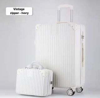 White Luggage w/ mini travel luggage