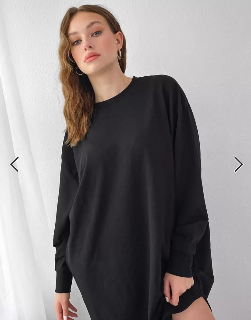 Wore Once ASOS DESIGN Tall Oversized Smock Back Sweat Dress in Black UK 10 Women s Fashion Dresses Sets Dresses on Carousell