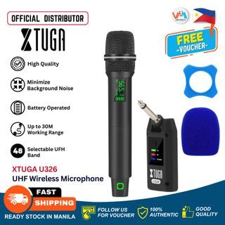 XTUGA U326 UHF Wireless Microphone System with Handheld Microphone & Mini Portable Receiver LED Display 180° Rotatable Receiver Use for Band Stage Church DJ Meeting Karaoke Concert Speech Performances Wedding VMI Direct