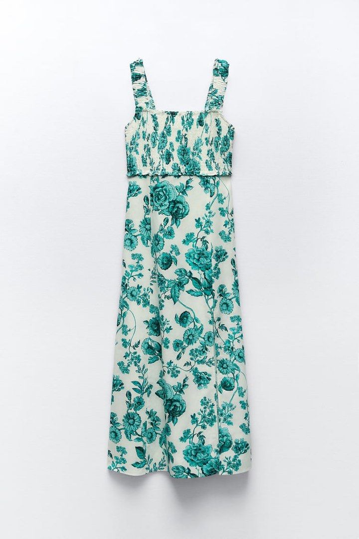 ZARA BNWT LINEN BLEND FLORAL PRINT DRESS, Women's Fashion, Dresses & Sets,  Dresses on Carousell