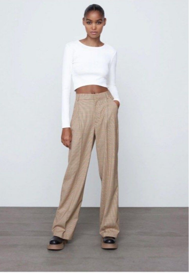 Zara plaid trousers cheap