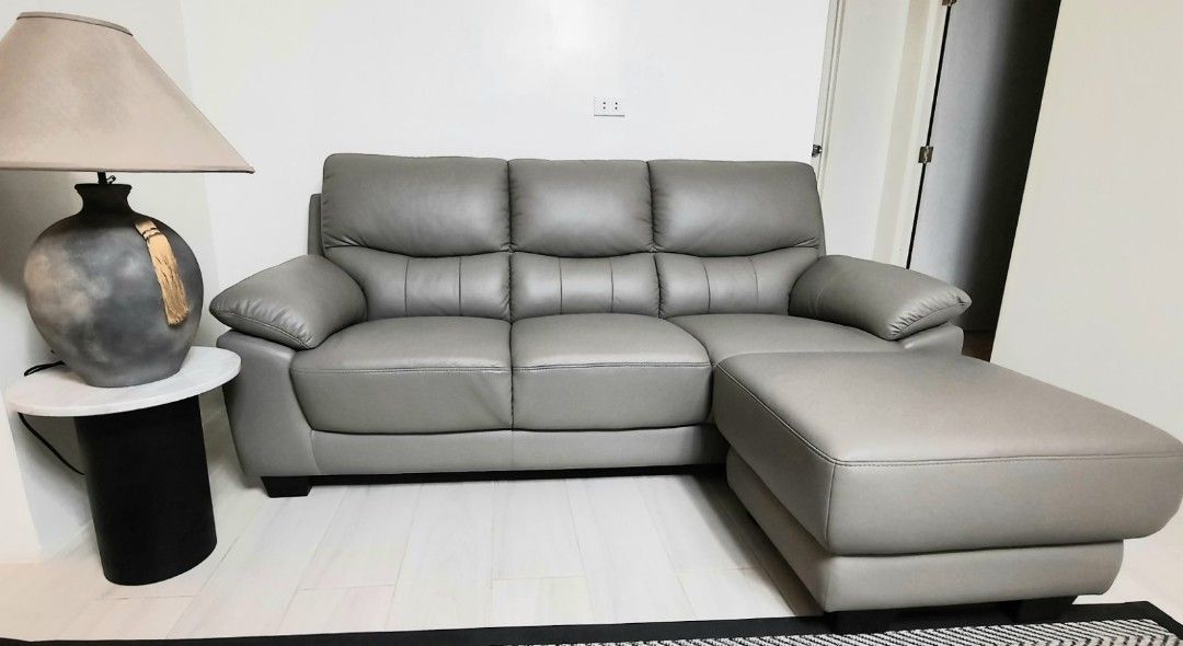 3 seater italian leather sofa with ottoman (Category: Sofas) located in Manila. Submitted by nyeragiti (Listing ID 1290635825, Image 3). Description: almost new 3 seater sofa with ottoman in taupe color. italian leather. slightly negotiable. metro manila or rizal area only. buyer shoulders shipping. gcash or bpi payment only..