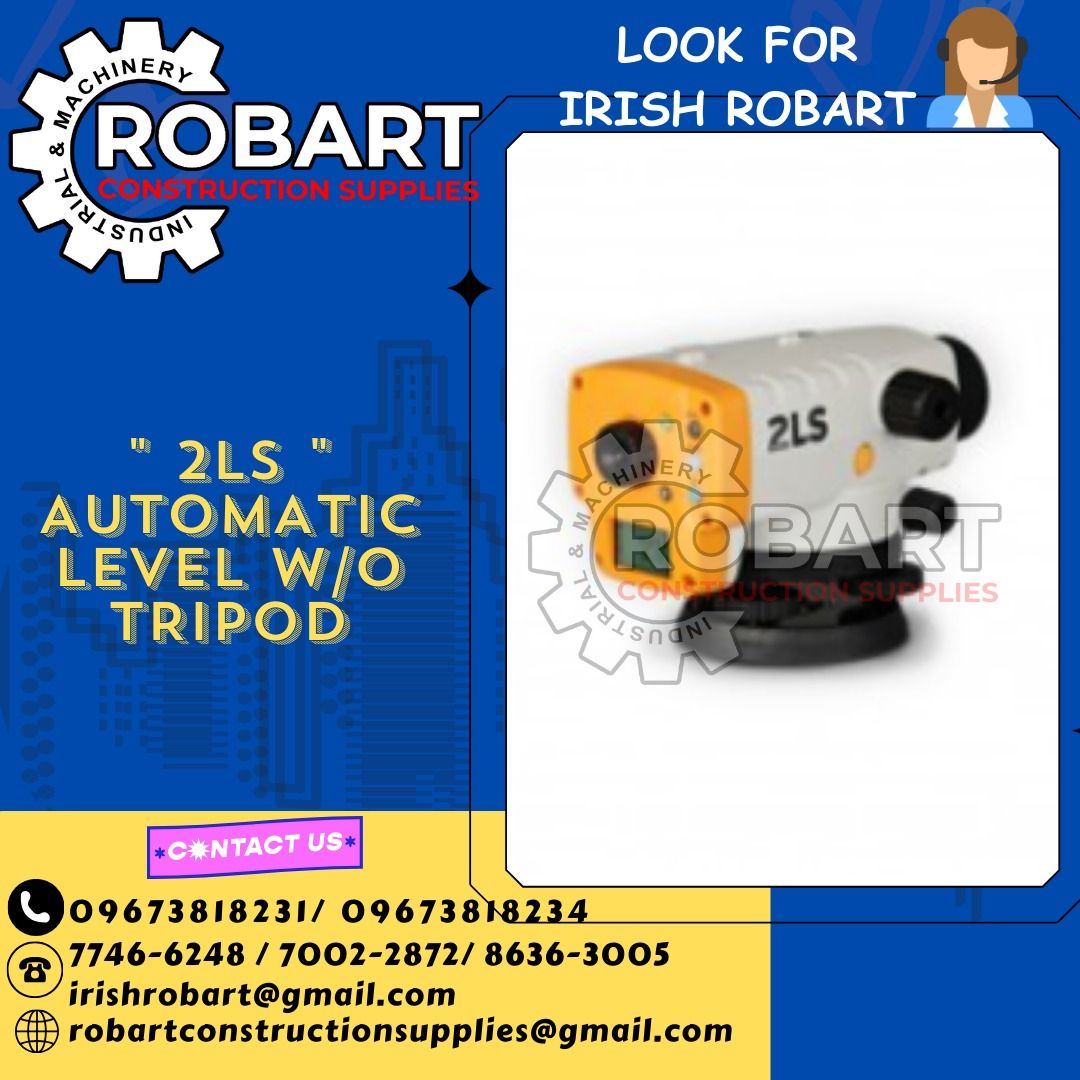 " 2LS " ROTATING LASER W/O TRIPOD (Category: Construction Tools & Equipment) located in Manila. Submitted by irishrobart_22 (Listing ID 1290692956, Image 1). Description: " 2LS " ROTATING LASER W/O TRIPOD Accuracy: 2.0mm/20m Auto. Correction range: +- 3 degree Operating Range: Diameter 4 - 300 meter Roatating Speed: 600 rpm Laser source: Diode ( 635nm ) Laser Output: 2.4mW SEND US MESSAGE FOR INQUIRIES ‼️‼️ LOOK FOR IRISH ROBART VBR : 0 9 6 7 3 8