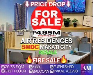 Air Residence 1 Bedroom with balcony for sale in Makati City