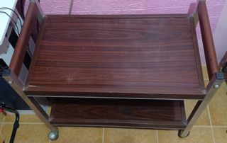 Antique/Vintage Wood & Chrome Rolling Mid Century Modern  TV Stand/Table Night Stand/Magazine Stand
