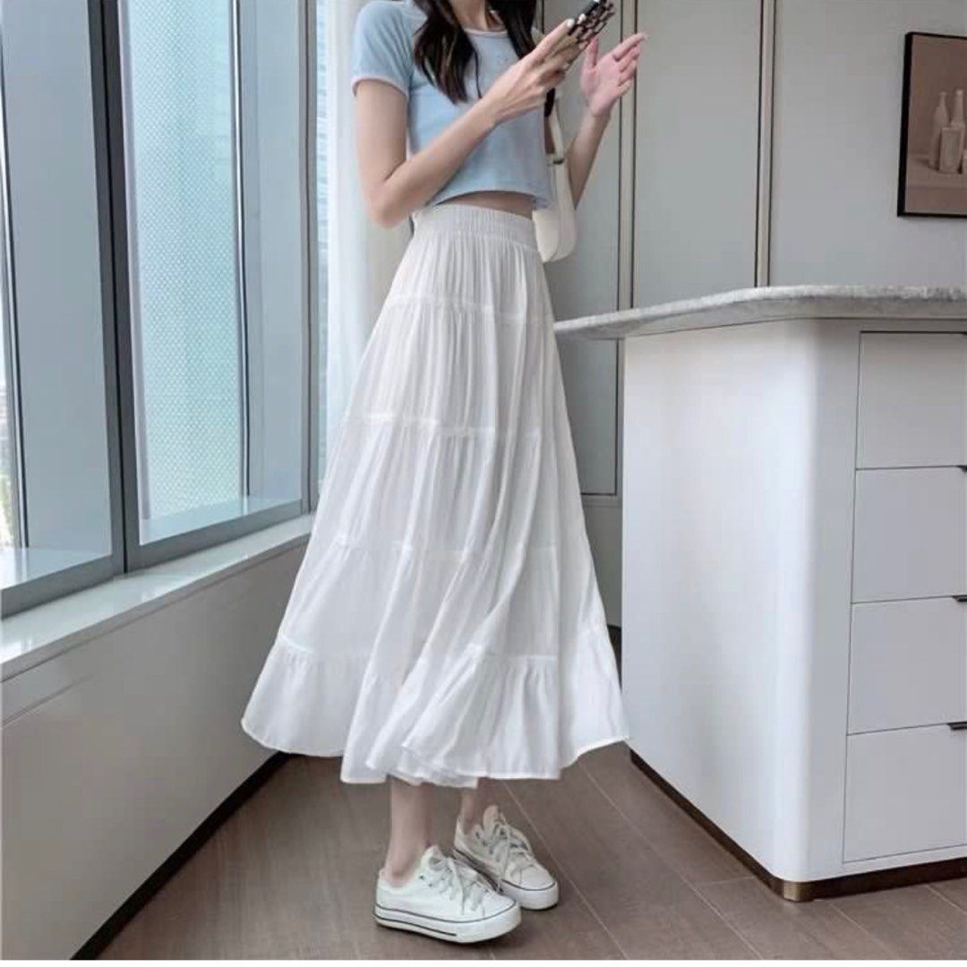 🌸BACK IN STOCK: Pinterest White Balletcore Tier Midi/ Maxi Skater