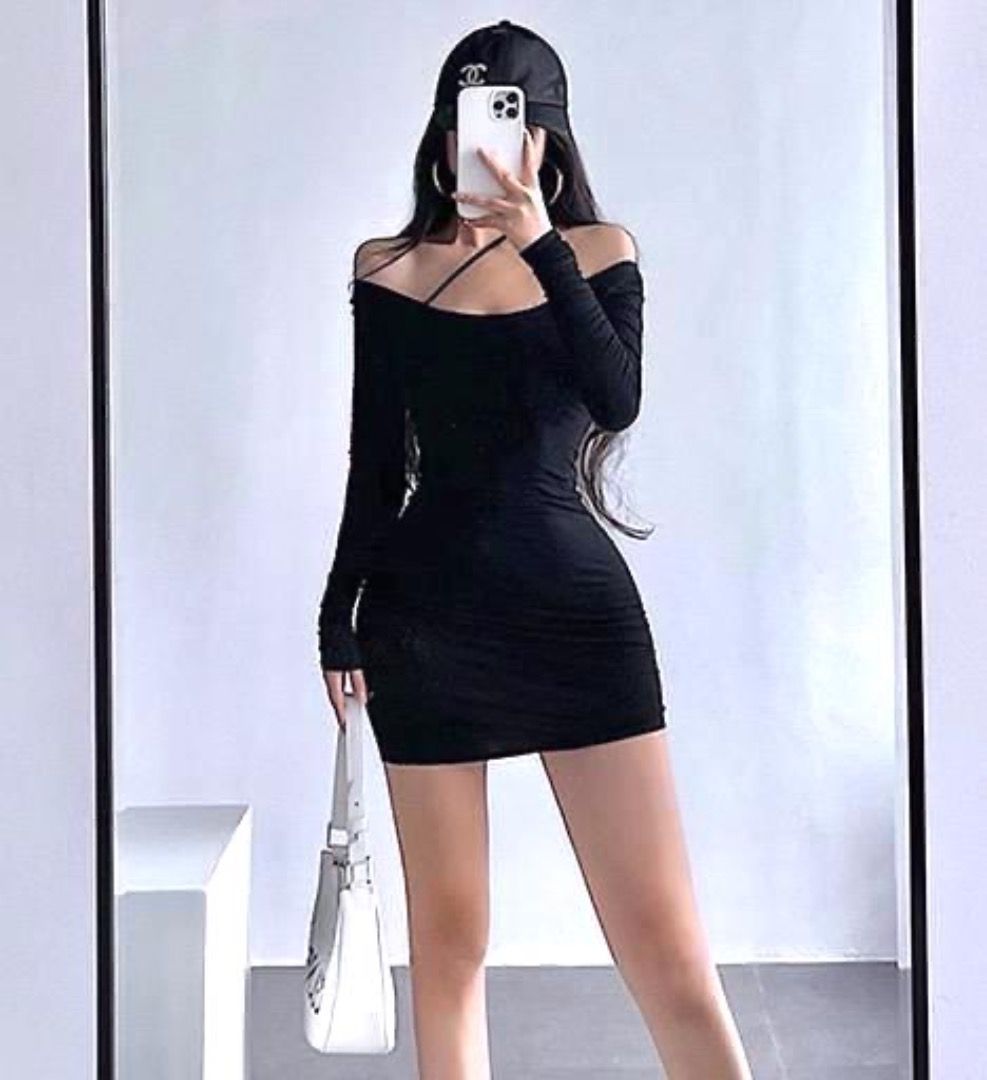 Black off the shoulder bodycon dress outlet