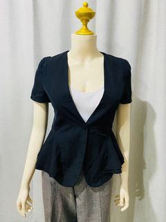 Black Shortsleeve Skirt Blazer