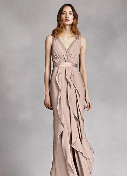 BNWT White by Vera Wang Ruffled Beige Evening Gown Dress size 0 Women s Fashion Dresses Sets Evening dresses gowns on Carousell