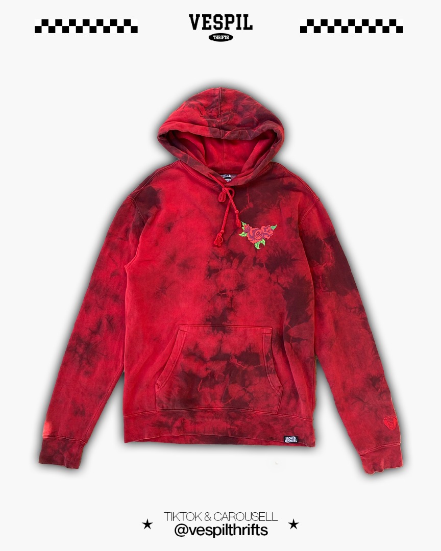 Broken promises red tie dye hoodie top