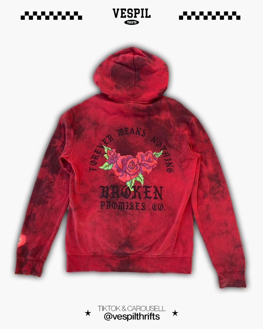 Broken promises trio red tie dye hoodie hot sale