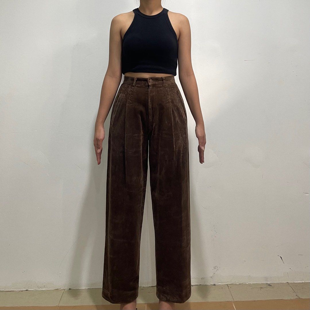 brown corduroy pants, Women's Fashion, Bottoms, Jeans on Carousell