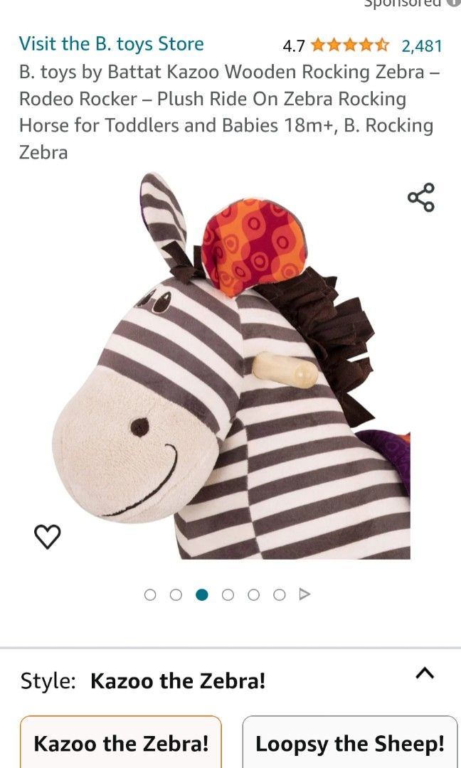 B toys rocking zebra deals
