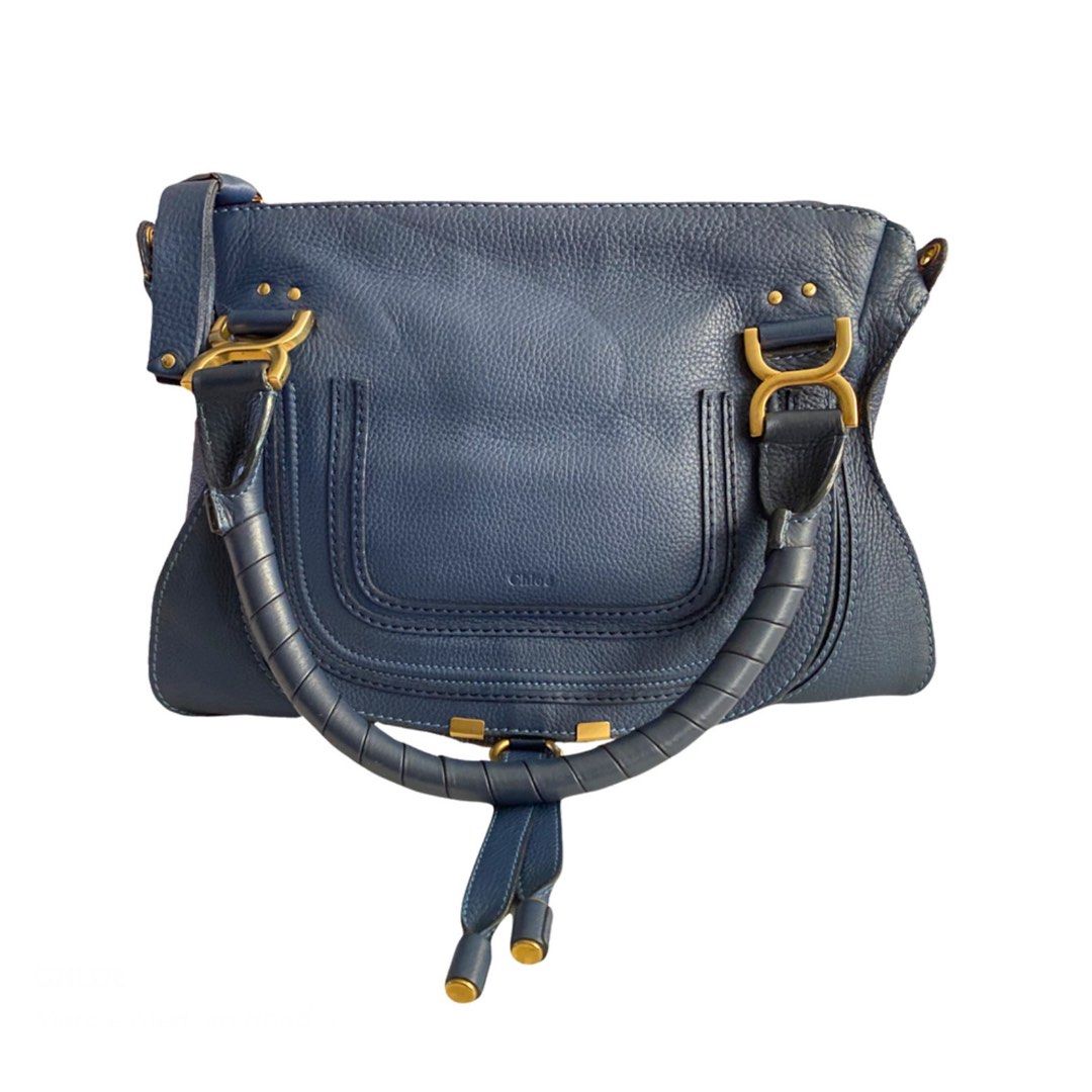 CHLOÉ Marcie (Category: Luxury Bags & Wallets) located in Makati City. Submitted by justeprix (Listing ID 1290743503, Image 1). Description: - Scuba blue leather with gold hardware - Used well but with care - With tag, dustbag, strap, care card and authenticity card - RFS: Declutterring PM us for more inquiries. .