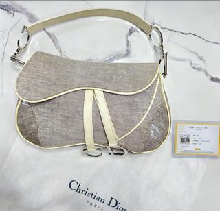 Christian Dior Double Saddle Bag Canvas with Entrupy certificate