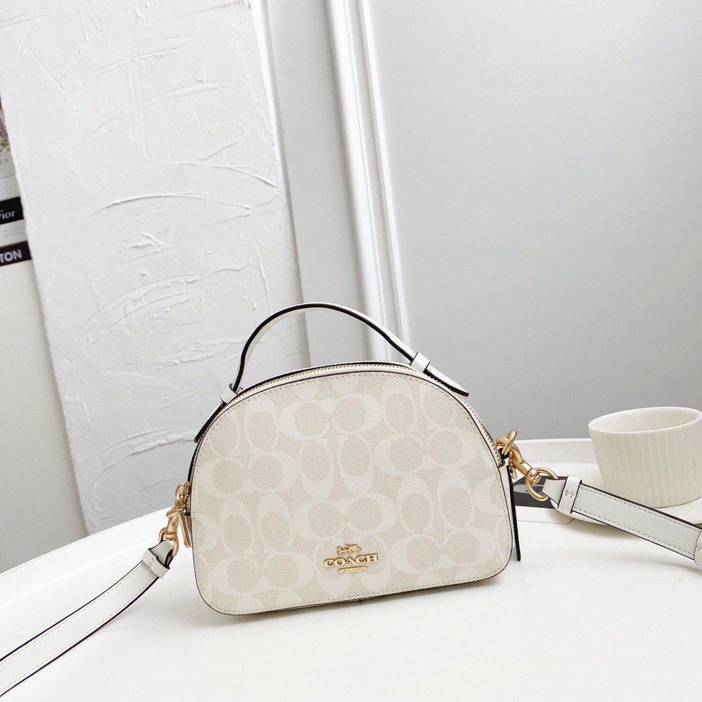 Coach Serena Crossbody Bag Signature White, Barang Mewah, Tas & Dompet