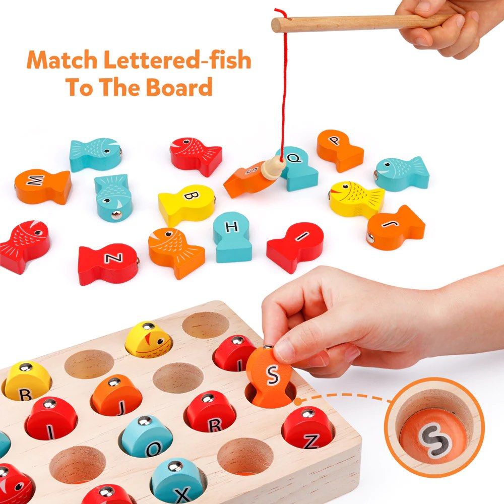 Wooden Magnetic Fishing Game, Hobbies & Toys, Toys & Games on Carousell