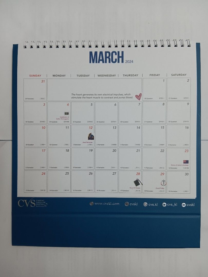 CVS 2024 Table Calendar, Hobbies & Toys, Stationery & Craft, Stationery