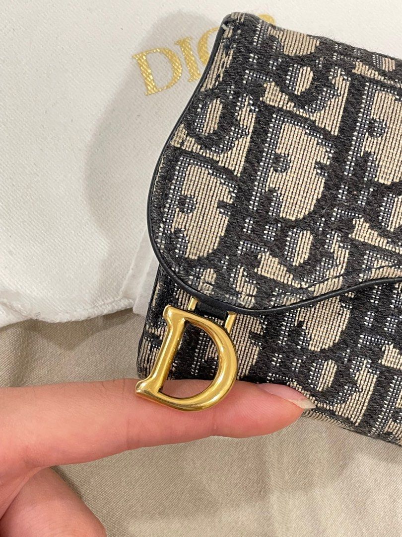 Dior saddle lotus wallet blue dior oblique jacquard