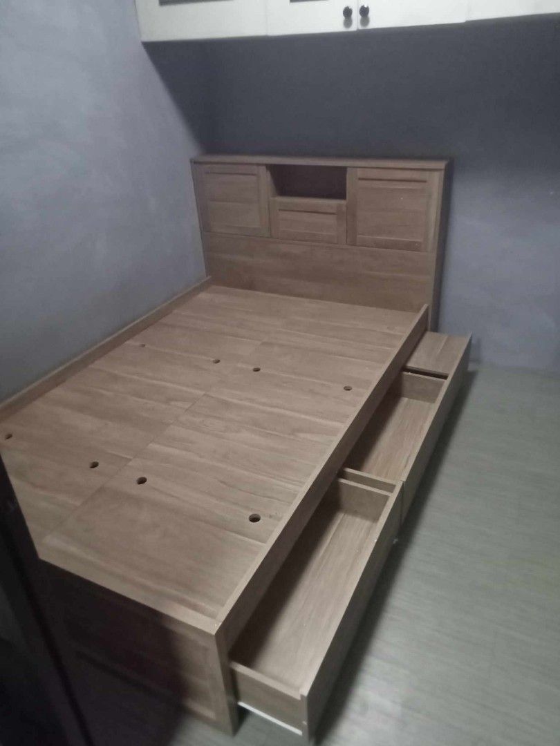 Double Size Space Saver Bedframe with Drawers and Storage (Category: Bed Frames & Mattresses) located in Manila. Submitted by minchin30 (Listing ID 1290748218, Image 2). Description: ‼️🛏️ SPACE SAVER BEDFRAME WITH 6 SIDE DRAWERS 🛏️‼️ 📌 Edmondton Wood Materials 📌 Espresso Shade/Oak Shade 📌 Headboard Storage ‼️ Available Sizes:‼️ ✅48"75 Double Size ✅54"75 Full Double ✅60"75 Queen Size 📌 Brand New Free Assemble 📌 Accept Same Day Delivery 📌Mo