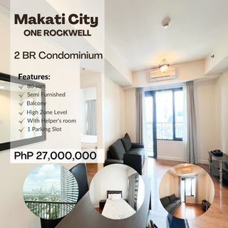 For Sale Furnished 2 Bedroom Condo in One Rockwell East Tower Makati City