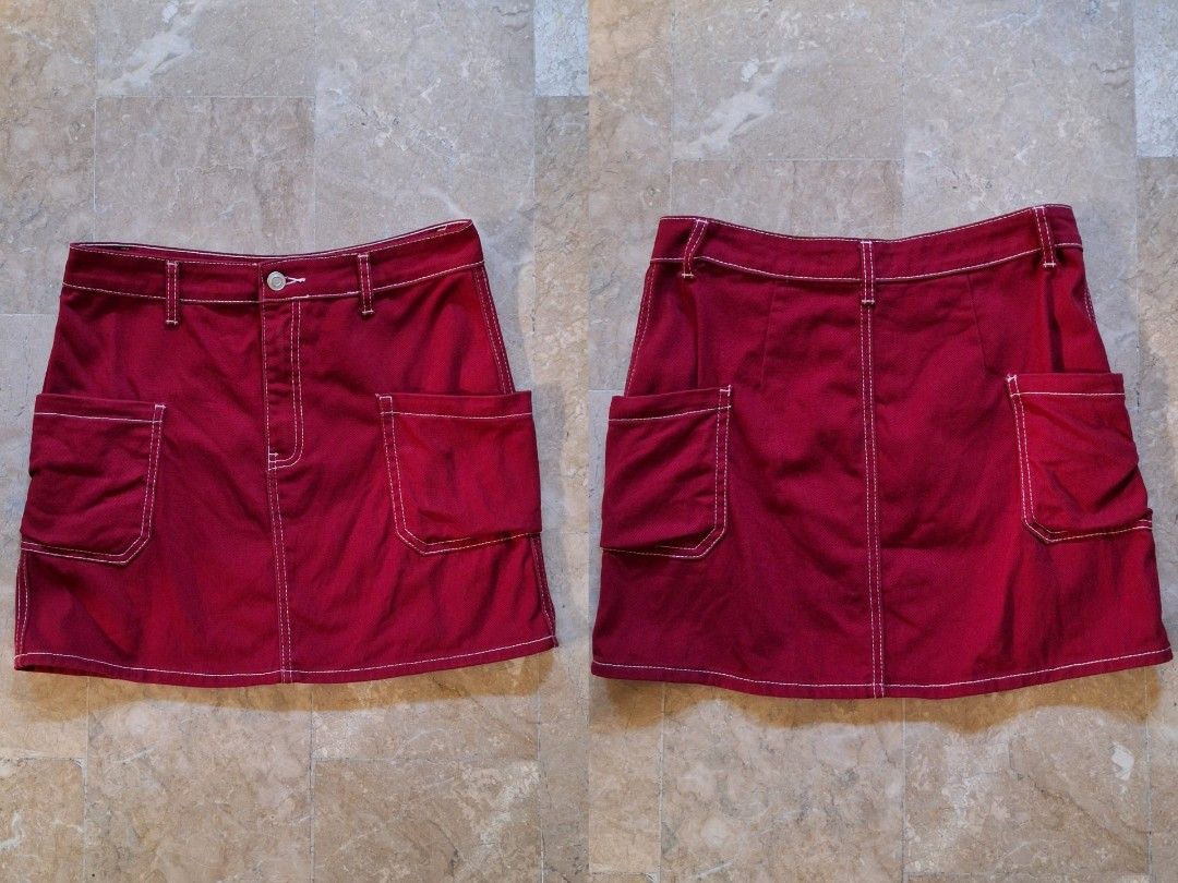 Red denim skirt forever 21 outlet