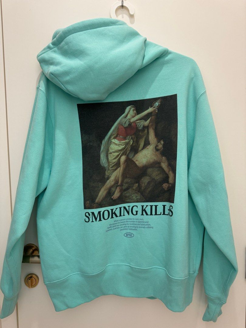 FR2 Smoking Kills Hoodie M (Turquoise blue), 男裝, 上身及套裝