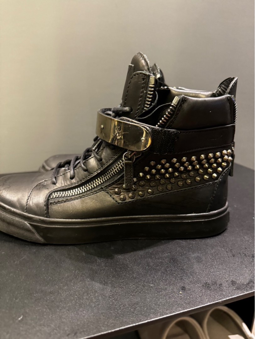 Giuseppe zanotti design品牌高筒黑色男鞋/尺寸42, 名牌精品, 精品鞋款