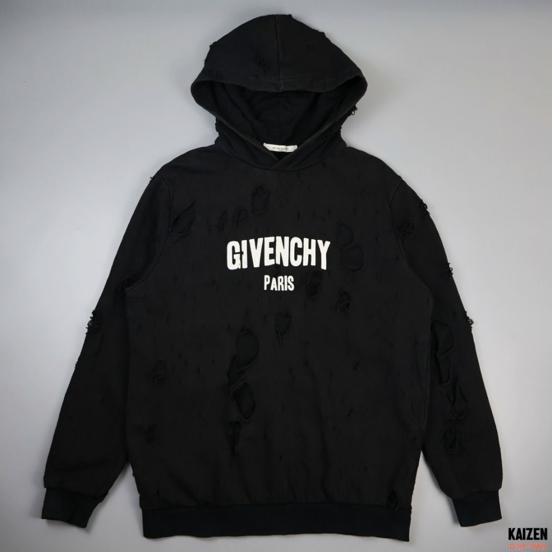 Givenchy destroyed hoodie black top