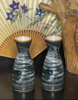 HANDPAINTED BROWN RIM SAKE JAR, decanter; Vase; diy vase, bud vase- ₱ 125 take both