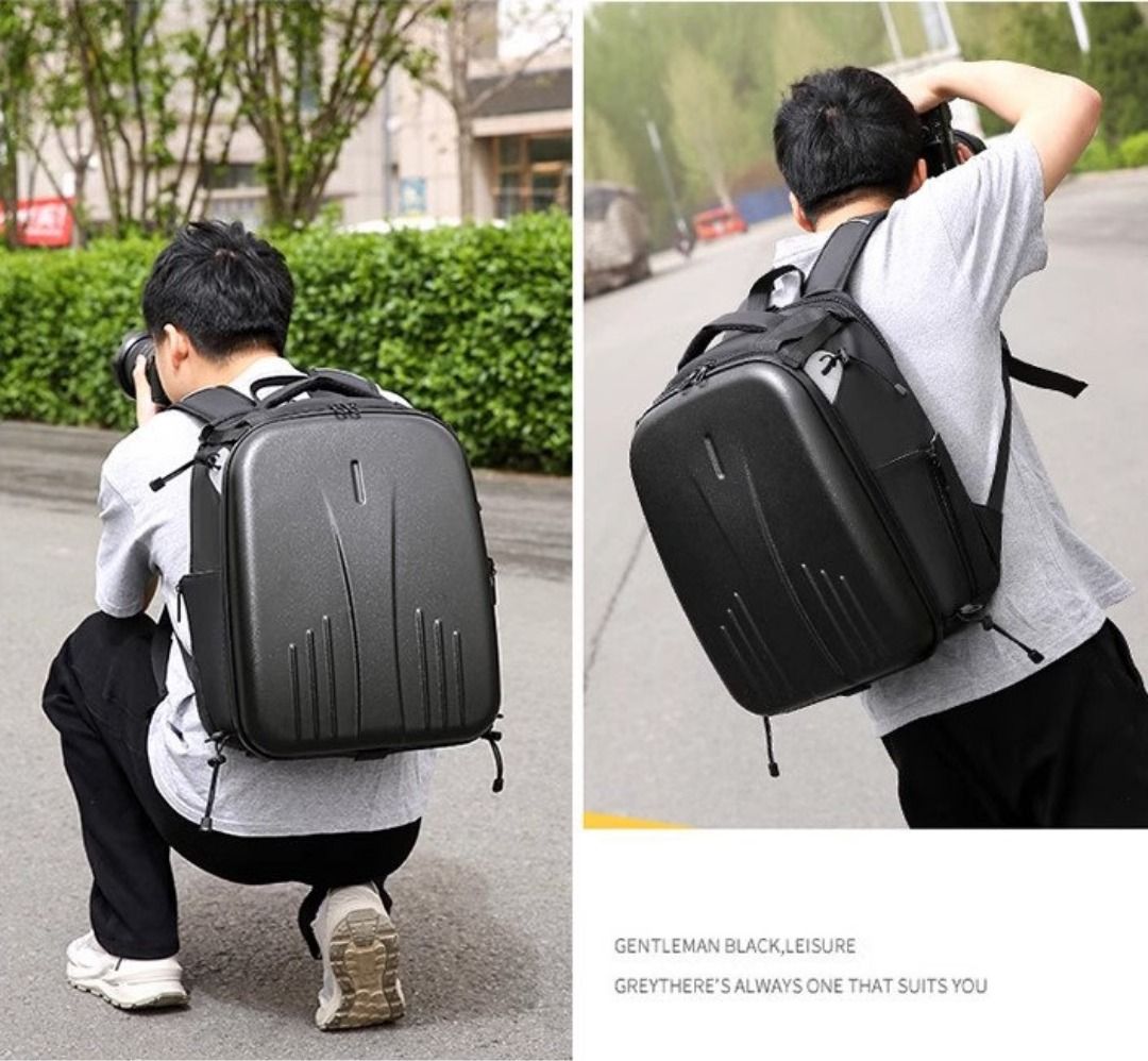 Hard shell camera backpack top