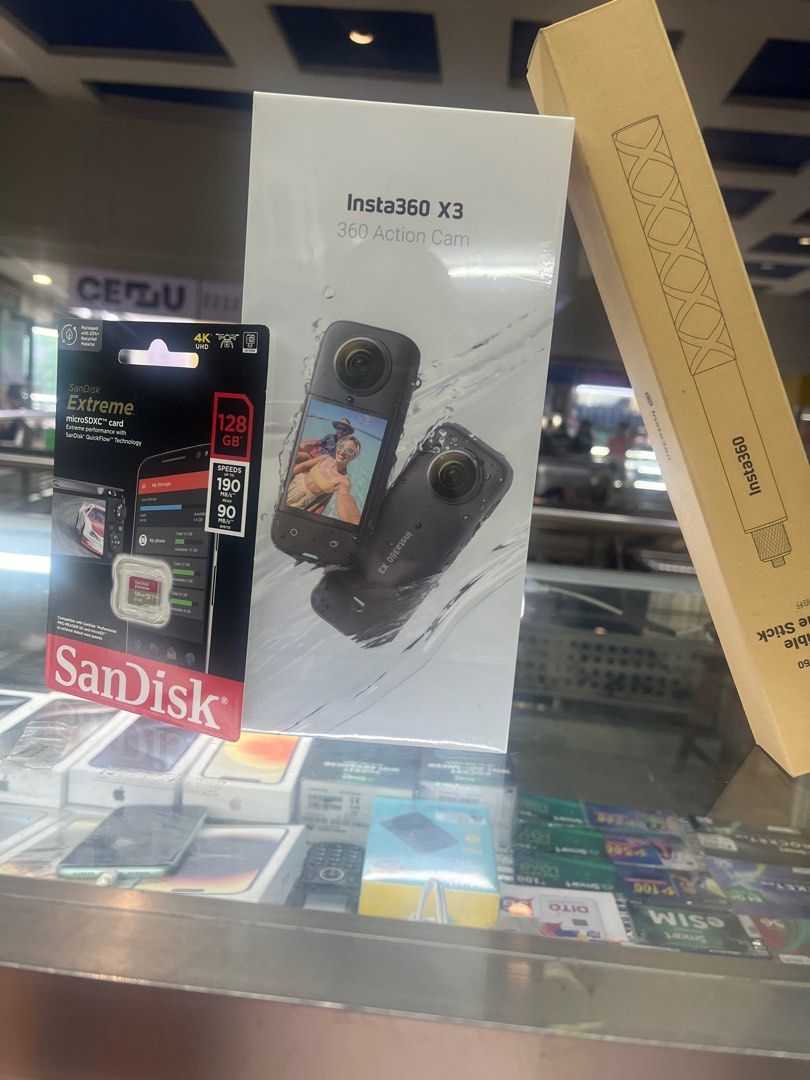 Insta 360 x3 (Category: Video Cameras) located in San Juan City. Submitted by allsite (Listing ID 1290686216, Image 1). Description: Insta 360 x3 bundle 1 selfie stick 1 127g mmcard Brandnew 1 year warranty.