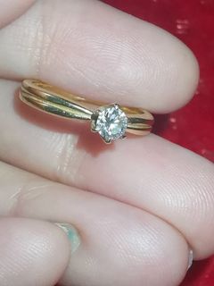 K18 Japan Gold Solo diamond ring  0.294crt size 5.5 3grams