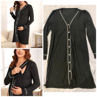 Maternity and Breastfeeding Longsleeve Nightgown S