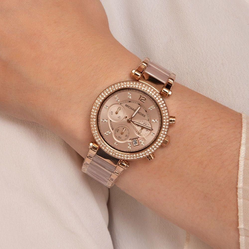 Michael Kors Parker Rose Gold Chrono Watch MK5896 Women s Fashion Watches Accessories Watches on Carousell