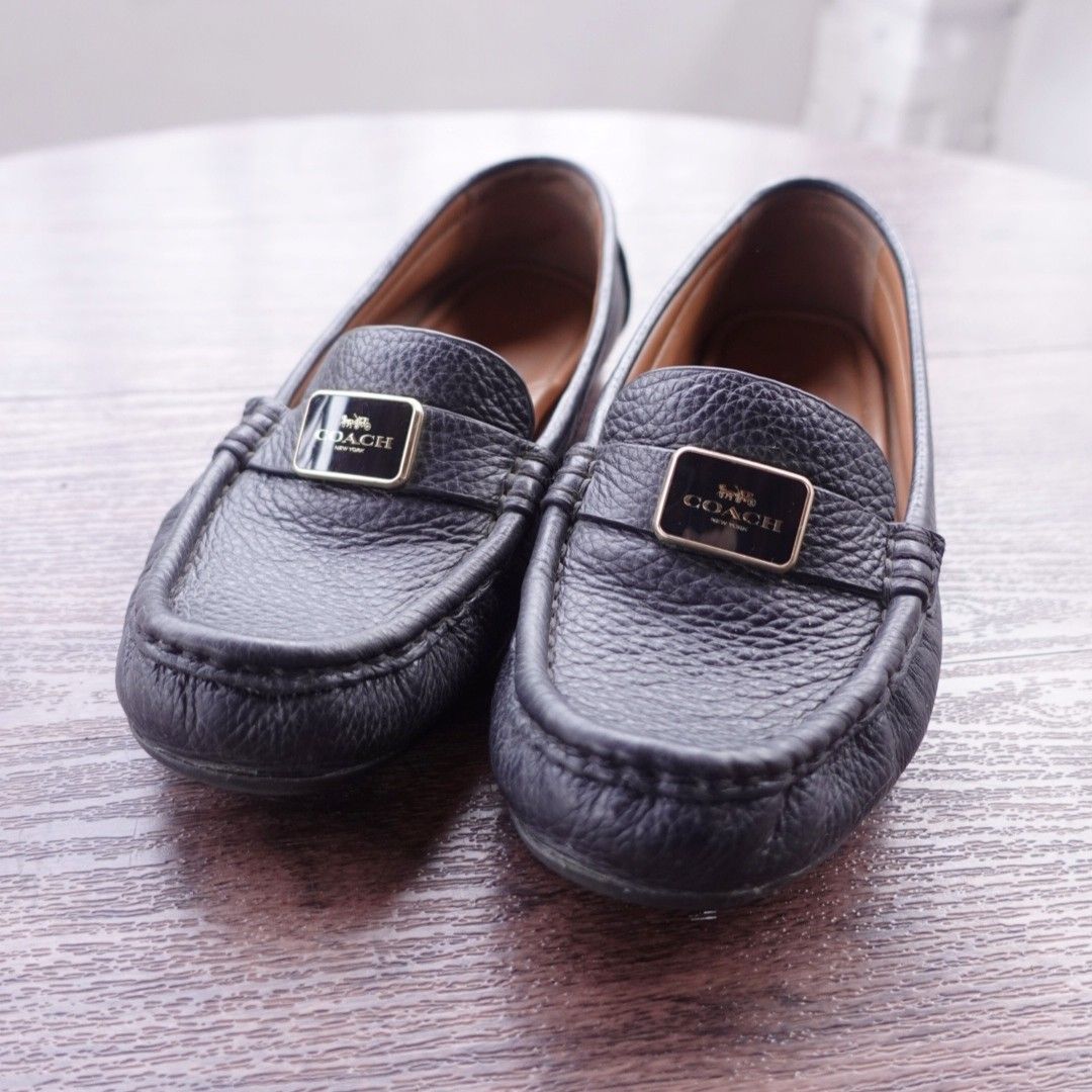 Coach black loafers cheap