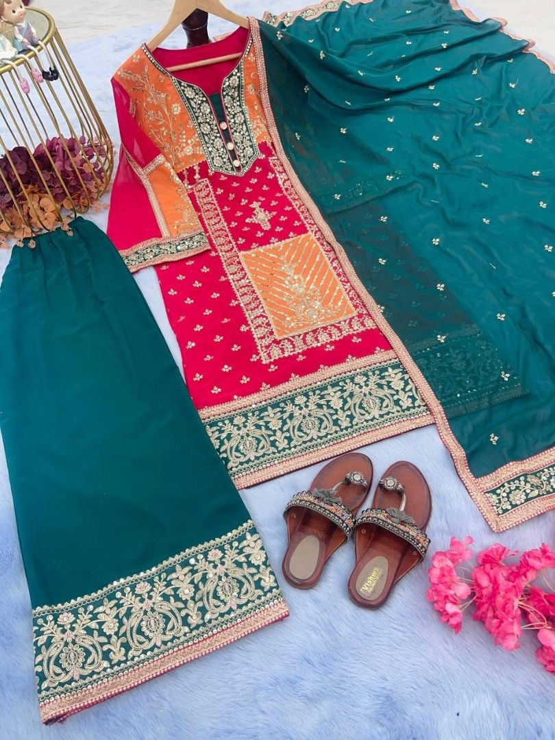 Dresses | New 3 Piece Pakistani Dress Plum Color With Palazzo Pants |  Poshmark