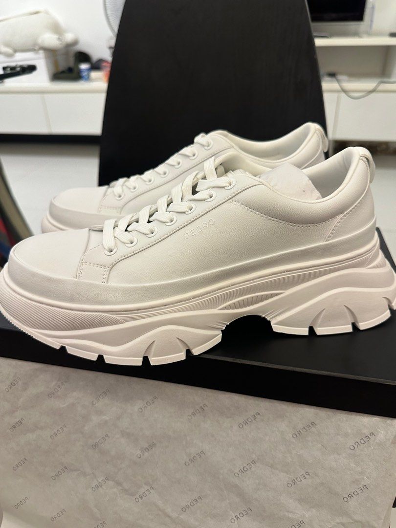 Uo tyson white faux leather chunky trainers on sale
