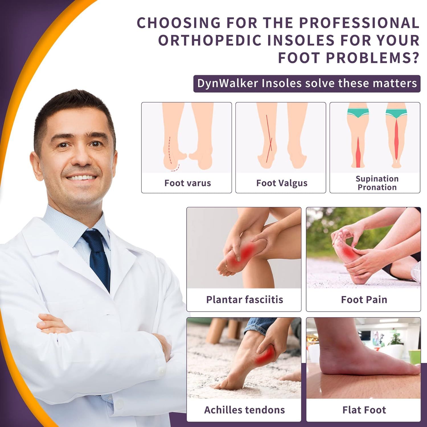 Plantar Fasciitis Relief Insoles DynWalker Arch Support Shoe