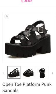 Platform punk sandals / goth sandals / black