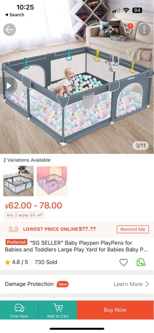 Playpen (Category: Cots & Cribs) located in Singapore. Submitted by seathestar (Listing ID 1290637708, Image 3). Description: Selling due to Relocating to smaller place.