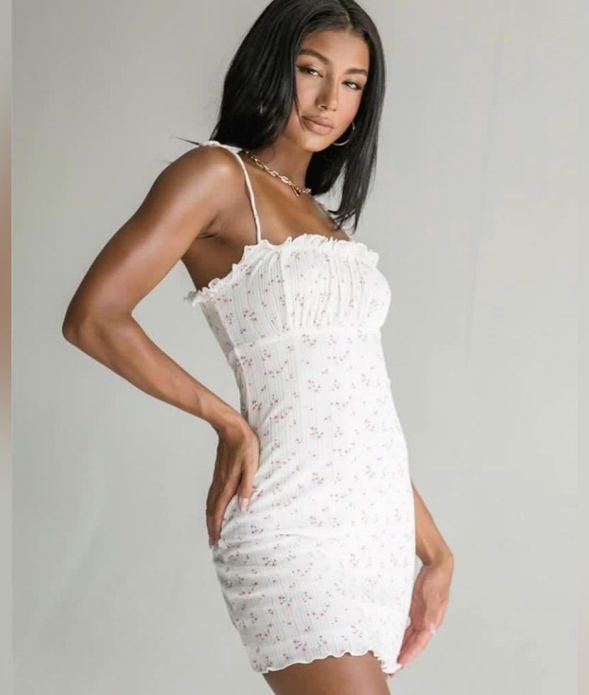 open lace back dress Dasha Mini Dress White Floral