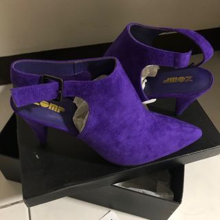 Purple boots with heels