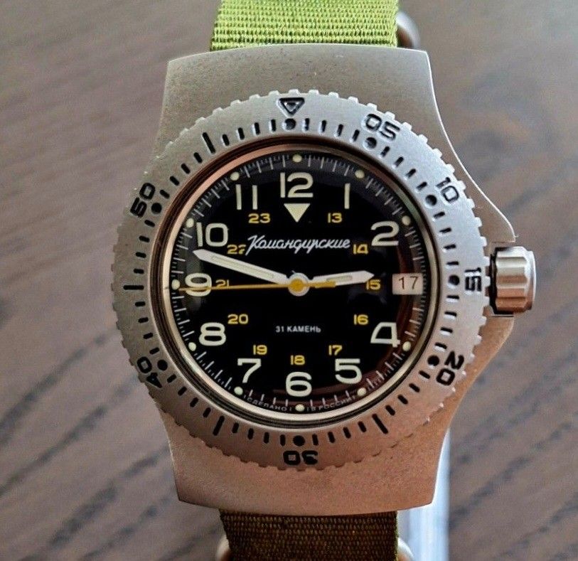 Vostok Komandirskie K28. Military Field Watch. Automatic Mechanical Movement. WR 100M. Free delivery