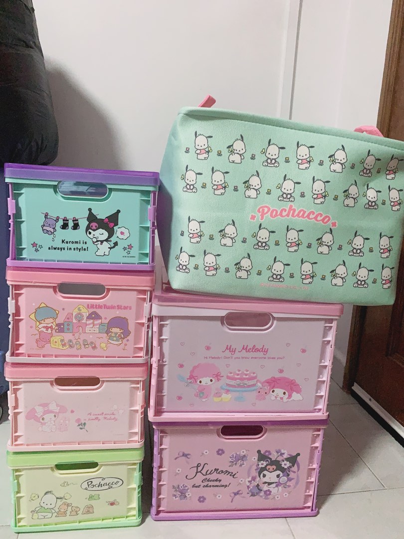 Sanrio character storage box basket pochacco Kuromi melody little twin ...