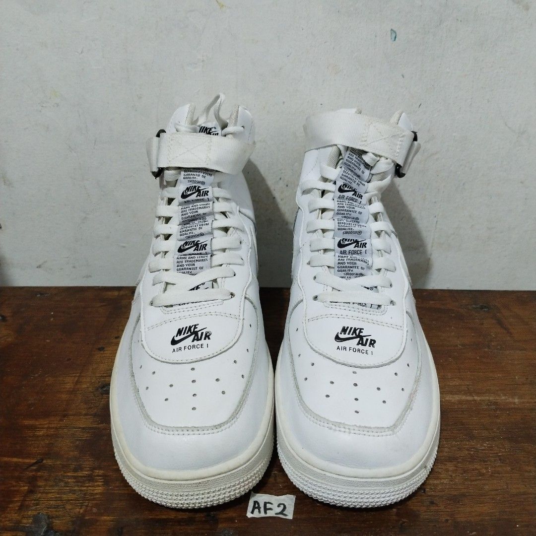 sepatu second branded nike af1 high dual air white black size 45