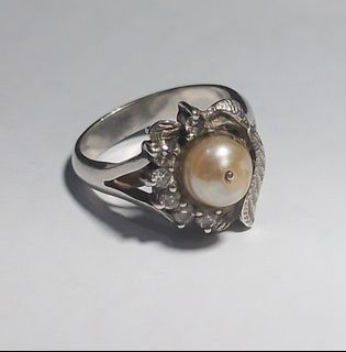 Size 5 Vintage S925 Pearl Ring