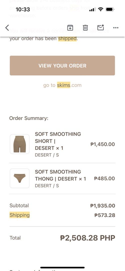 SKIMS soft smoothing short in desert, Women's Fashion, Bottoms