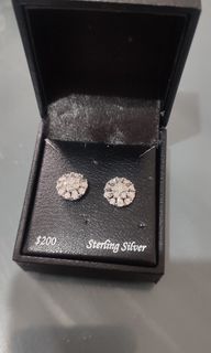Sterling silver diamond earrings