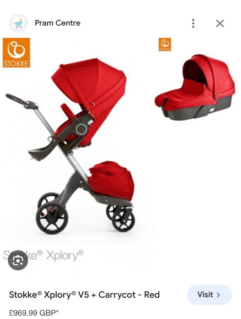 Stokke xplory v3 stroller with newborn carrycot umbrella bags